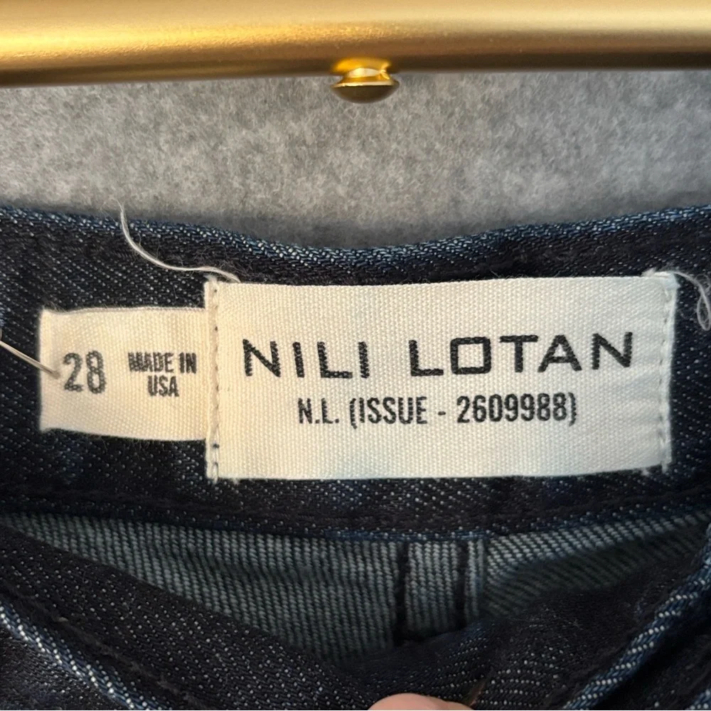Nili Lotan Shon Denim Barrel Leg Tapered Crop Jean Pant- Size 28 Indigo Rinse - Picture 8 of 13